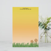 Papeterie Burlap Texture Orange Flower Art Personnalisé (Debout devant)