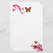 Papeterie BUTTERFLY, rouge blanc (Devant / Derrière)