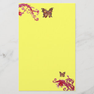 Papeterie BUTTERFLY, rouge rose clair jaune