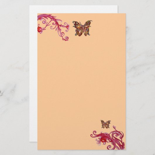 Papeterie BUTTERFLY, rouge rose clair orange (Devant / Derrière)