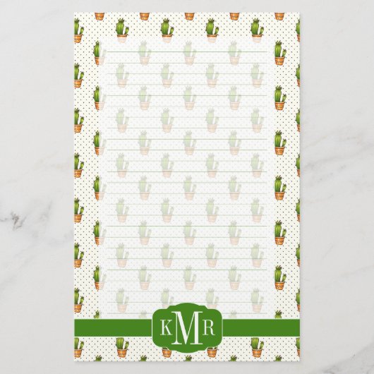 Papeterie Cactus et motif de point succulent de Polk (Devant)
