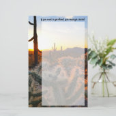 Papeterie Cactus Saguaro Géant Au Coucher Du Soleil Dans Le (Debout devant)