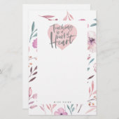 Papeterie Cadeau floral de professeur de belle aquarelle (Devant / Derrière)