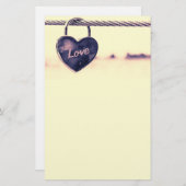 Papeterie Cadenas d'amour en forme de coeur attaché à une co (Devant / Derrière)