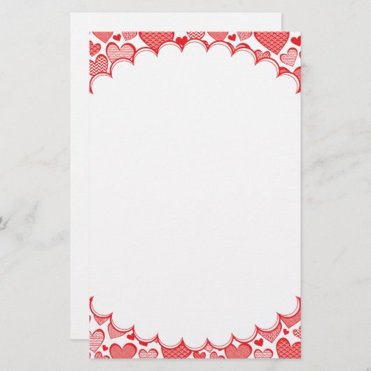 Papeterie Cadre Coeurs à motifs rouges (Devant / Derrière)