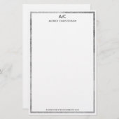 Papeterie Cadre élégant classique monogramme argent (Devant / Derrière)