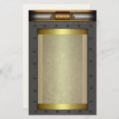 Papeterie Cadre rivet acier Steampunk en or et laiton (Devant / Derrière)