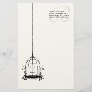 Papeterie Cage d'oiseaux Vintage personnalisé avec oiseaux A