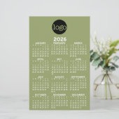 Papeterie Calendrier - minimum blanc vert de base (Debout devant)