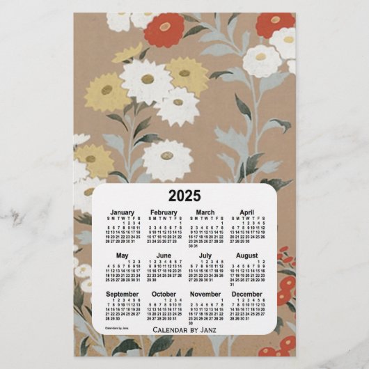 Papeterie Calendrier papier à fleurs murales 2025 par Janz (Devant)