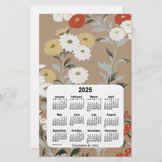Papeterie Calendrier papier à fleurs murales 2025 par Janz (Devant / Derrière)