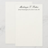 Papeterie Calligraphie Classique Élégante Noir & Blanc (Devant / Derrière)