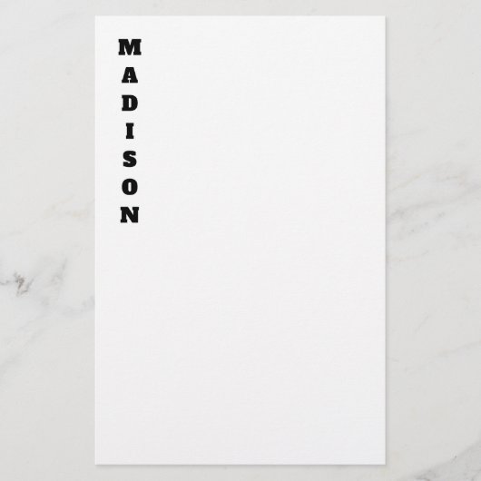 Papeterie Calligraphie de nom élégante noir et blanc (Devant)