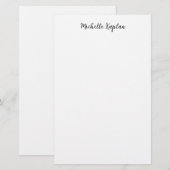 Papeterie Calligraphie de nom moderne simple et blanc (Devant / Derrière)