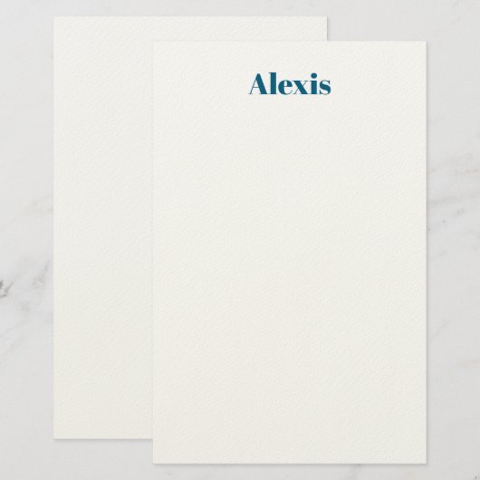 Papeterie Calligraphie de nom Script Plain Simple Blanc Bleu (Devant / Derrière)