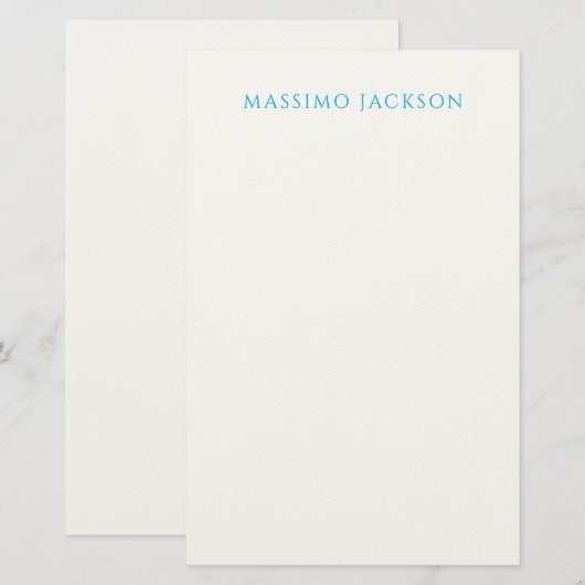 Papeterie Calligraphie de nom Script Plain Simple Blanc Bleu (Devant / Derrière)