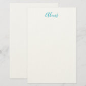 Papeterie Calligraphie de nom Script Plain Simple Blanc Bleu (Devant / Derrière)