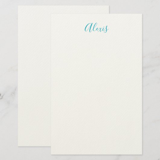 Papeterie Calligraphie de nom Script Plain Simple Blanc Bleu (Devant / Derrière)
