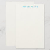 Papeterie Calligraphie de nom simple blanche bleue (Devant / Derrière)