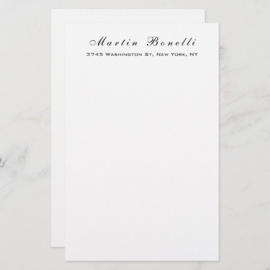 Papeterie Calligraphie de script tendance noir et blanc simp (Devant / Derrière)