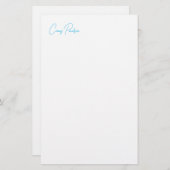 Papeterie Calligraphie de votre nom bleu blanc Unique Minima (Devant / Derrière)