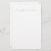 Papeterie Calligraphie Élégant Gris & Blanc Simple (Devant / Derrière)