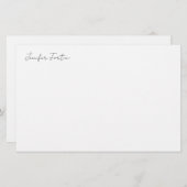 Papeterie Calligraphie Élégant Noir & Blanc Simple (Devant / Derrière)