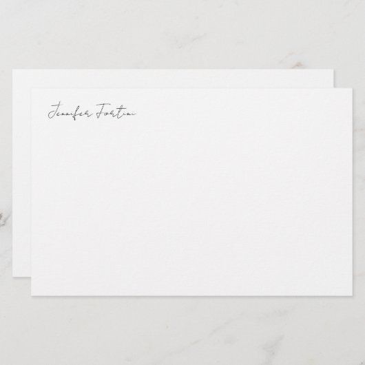 Papeterie Calligraphie Élégant Noir & Blanc Simple (Devant / Derrière)