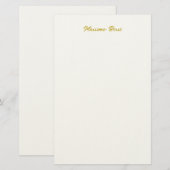 Papeterie Calligraphie Élégant Or Blanc Simple Nom (Devant / Derrière)