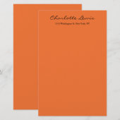 Papeterie Calligraphie élégante Texte orange clair lisible (Devant / Derrière)