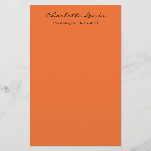 Papeterie Calligraphie élégante Texte orange uni lisible (Devant)