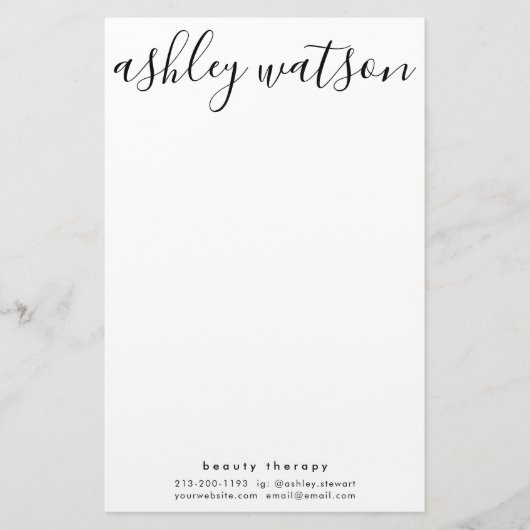 Papeterie Calligraphie manuscrite simple et moderne blanc cl (Devant)