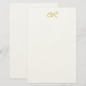 Papeterie Calligraphie Monogramme Couleur Or Moderne Simple (Devant / Derrière)