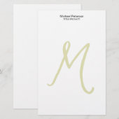 Papeterie Calligraphie Monogramme Initial Moderne (Devant / Derrière)