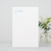 Papeterie Calligraphie Nom Bleu Blanc Unique Minimaliste (Debout devant)