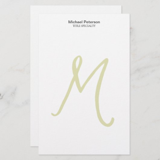 Papeterie Calligraphie Script Monogramme Initiale Moderne (Devant / Derrière)