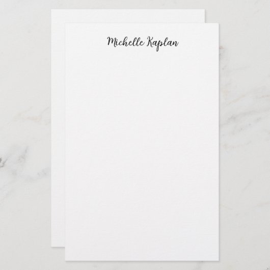 Papeterie Calligraphie simple moderne blanche nom édition (Devant / Derrière)