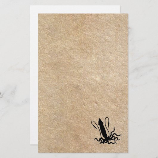 Papeterie Calmar géant sur le vieux parchemin (Devant / Derrière)