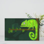 Papeterie Caméléon mignon vert (Debout devant)