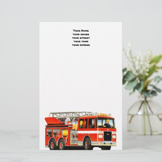 Papeterie Camion de pompiers fait sur commande (Debout devant)