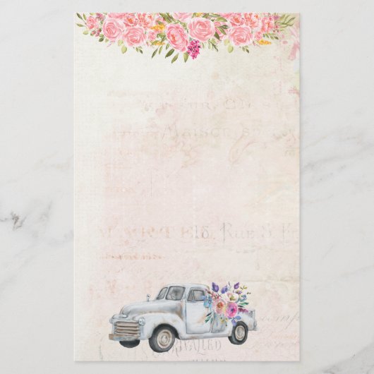 Papeterie Camion de ramassage vintage Aquarelle rustique (Devant)