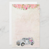 Papeterie Camion de ramassage vintage Aquarelle rustique (Devant / Derrière)