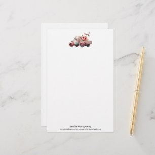 Papeterie Camion Vintage rose