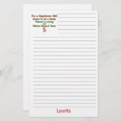 Papeterie Capricorne Zodiac Girl's with Lines and Name (Devant / Derrière)