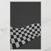 Papeterie Carbone Fiber Style Racing Drapeau Checkers Vague  (Devant)