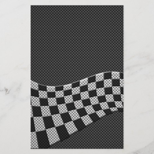 Papeterie Carbone Fiber Style Racing Drapeau Checkers Vague  (Devant)