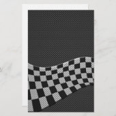 Papeterie Carbone Fiber Style Racing Drapeau Checkers Vague  (Devant / Derrière)