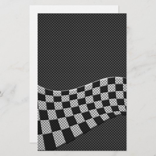 Papeterie Carbone Fiber Style Racing Drapeau Checkers Vague  (Devant / Derrière)