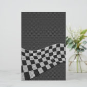 Papeterie Carbone Fiber Style Racing Drapeau Checkers Vague  (Debout devant)
