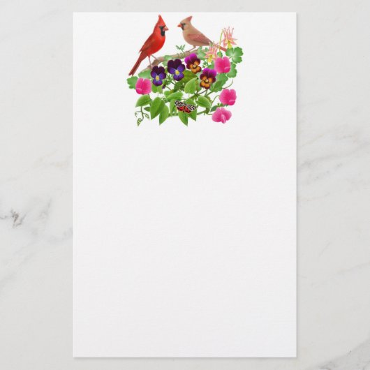 Papeterie Cardinal Birds in the Garden Stationery (Devant)